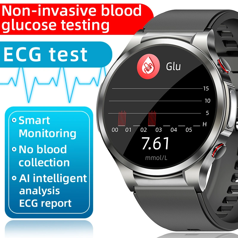 Digitales Messgerät Für Nichtinvasiven Blutzucker-Blutzucker-Messgerät Handgelenk Smart Smartwatch mit EKG-PPG-Sensor für Diabetiker