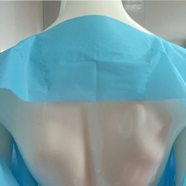 Fumo Best Selling Product Disposable Waterproof Blue CPE Material Isolation Gown AAMI Gowns