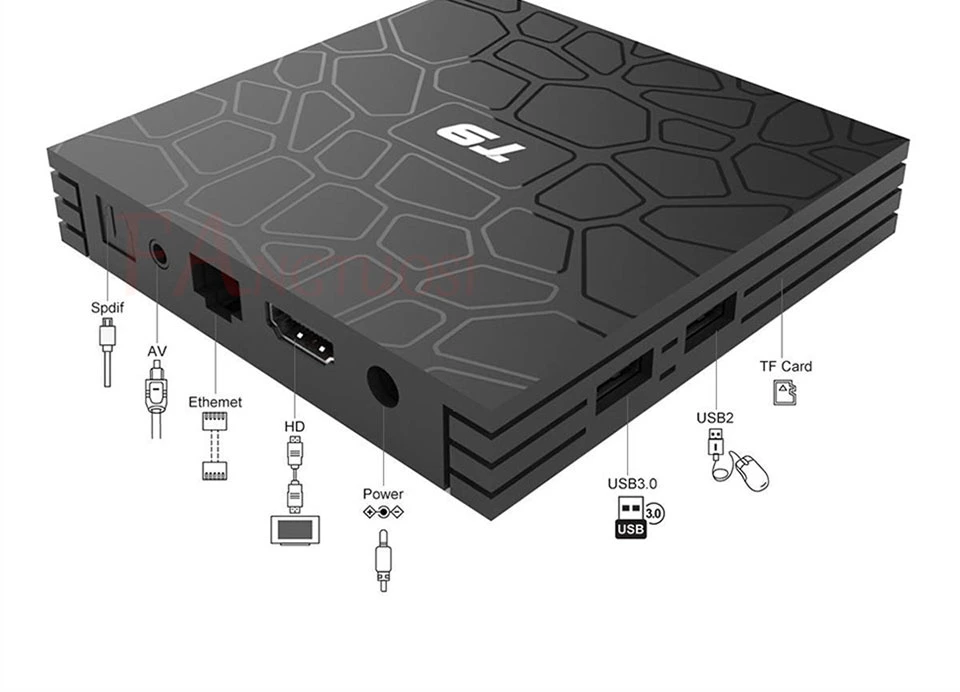 T9 TV Box Android 8.1 de 4 GB y 32GB RK3328 WiFi de alta definición 4K de cuatro núcleos Bt4.0 USB3.0 Smart TV Box 4K Google Play Store Netflix Youtube Box TV