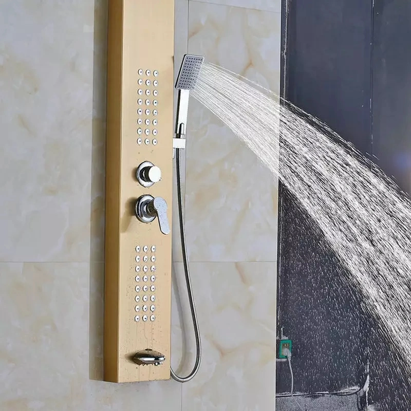 Body Massage 3-Jetted Shower Panel System with Heavy Rain Shower Rainfall Waterfall Tower System with Handheld Shower