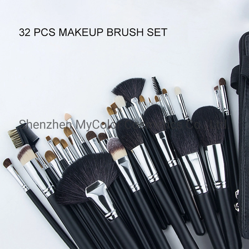 Professional & Complete Makeup Artist Brush Set 32PCS Wood Cosmetic Brush Set with PU Bag