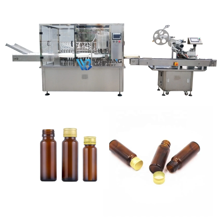 Automatic Glass Plastic Oral Syrup Liquid Bottle Filling Capping Machine Production Line