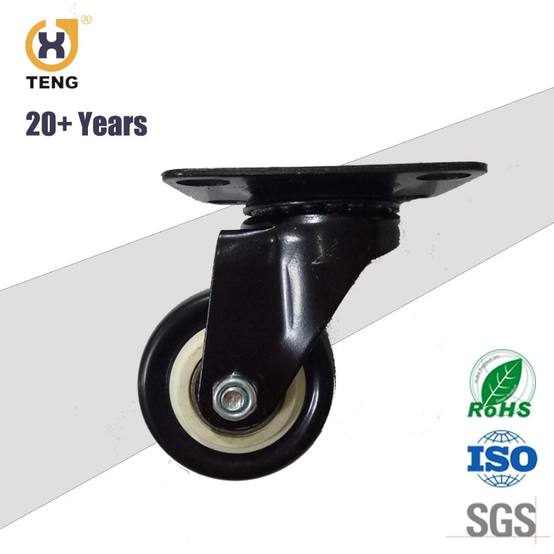 Plastic Swivel Thread Stem Plastic Furniture Black PP Core Caster with Brake