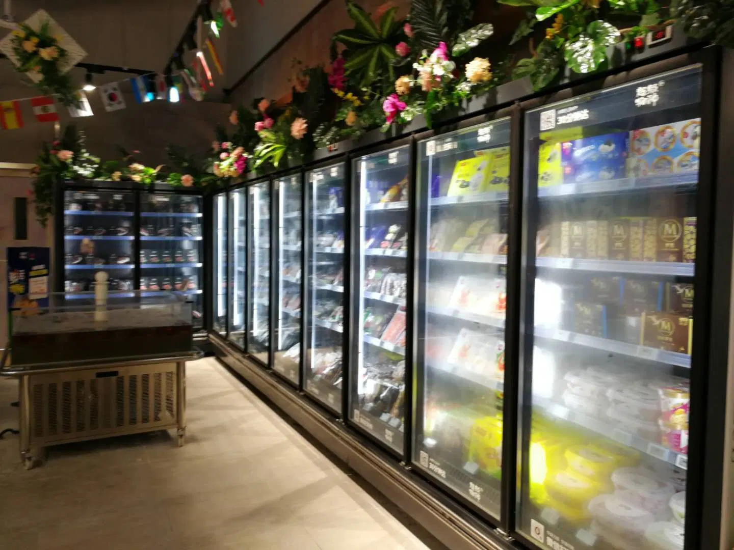 2 comercial Porta de vidro frigorífico congelador Vertical com luz de LED