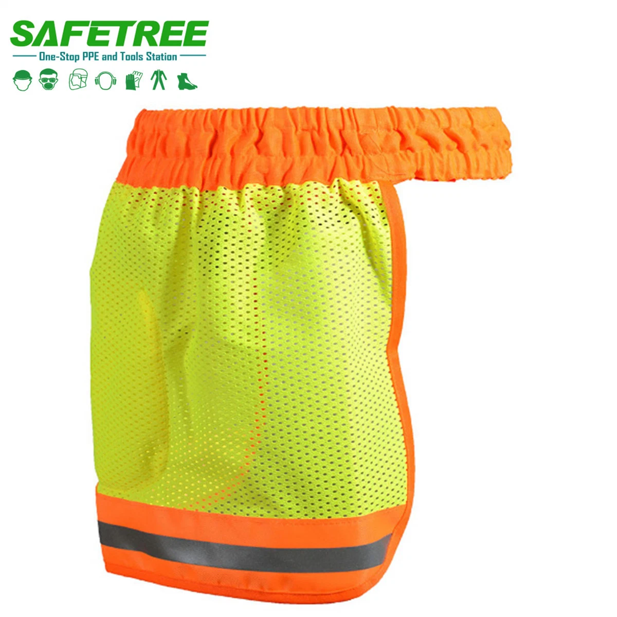 Safetree High Vis Reflective Amarillo/Naranja Casco cobertura cuello Casco cubierta Casco de casco de la cubierta de la brim cubierta del cuello