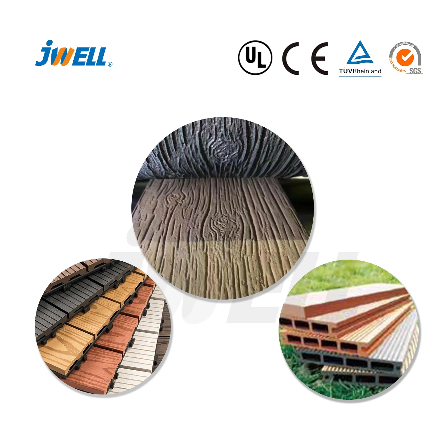 Jwell Wood Plastic WPC PE/PP/PVC Profile Decking Production Line