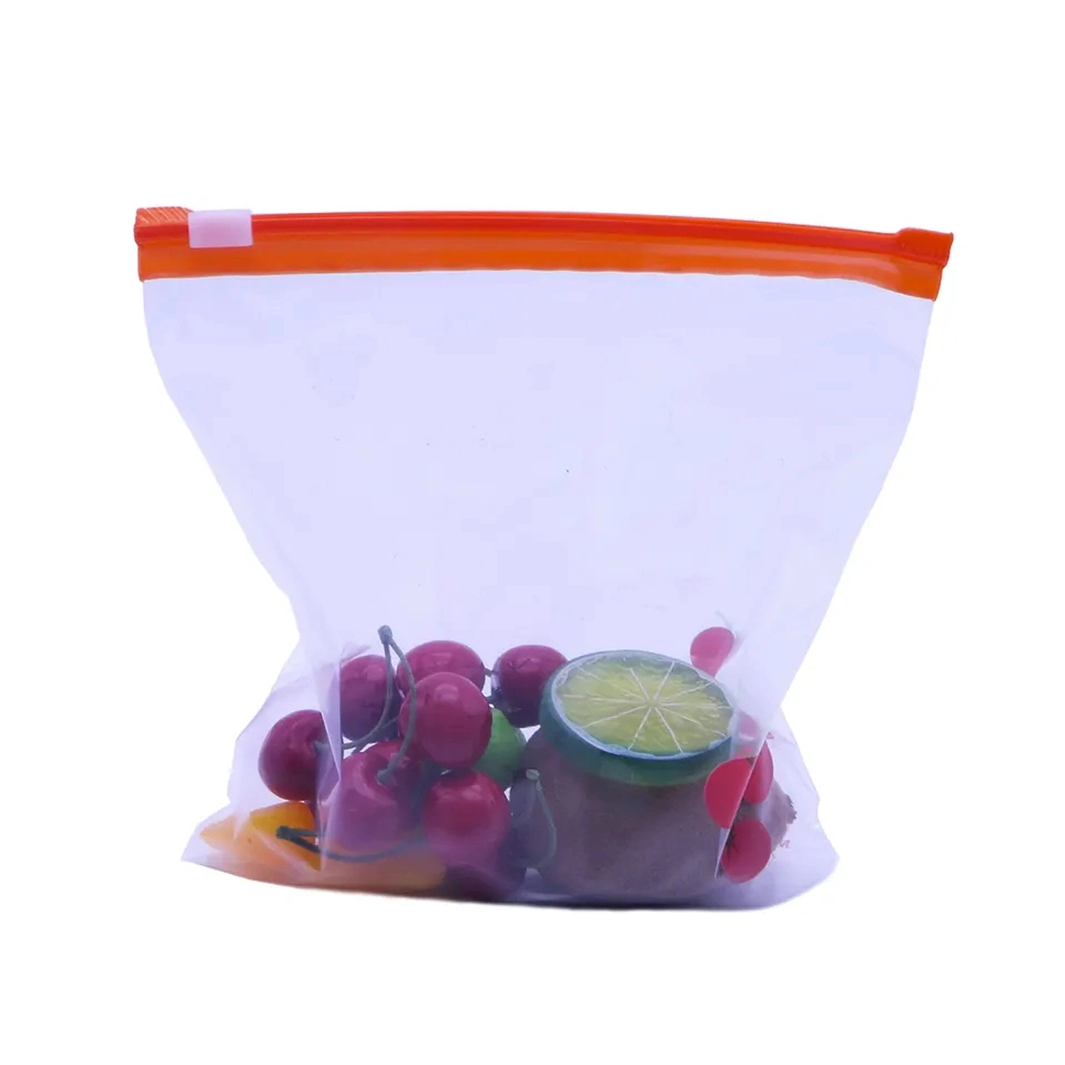 Los envases de almacenamiento de alimentos de PE personalizado el plástico LDPE Ziplock Slider congelador Sello Bolsa transparente para la alimentación