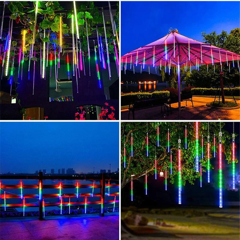 Impermeable al aire libre de Navidad LED Lluvia de Meteoros Solar lámpara de luz de la decoración del árbol de la calle