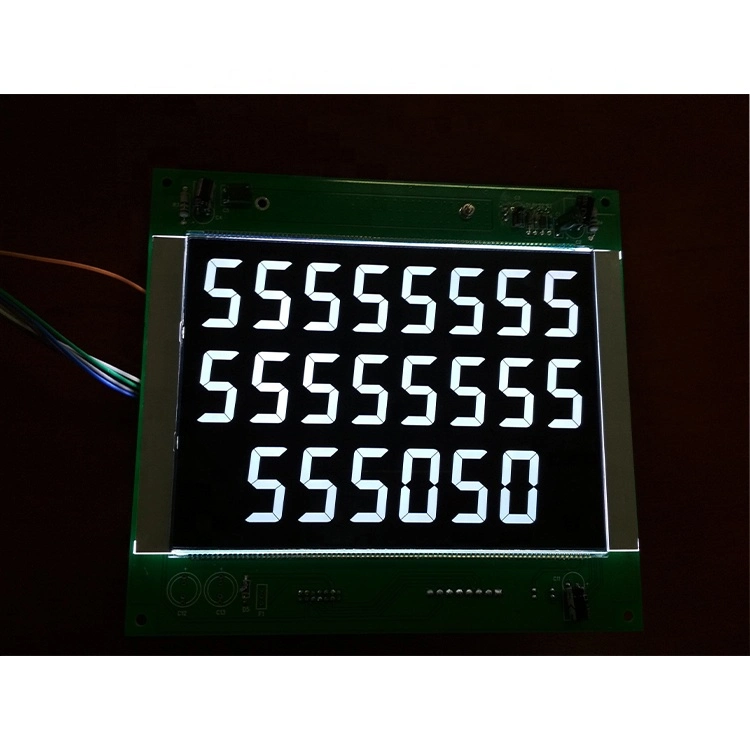 Custom Monochrome Gray Tn 7 Segment LCD Display with White LED Backlight