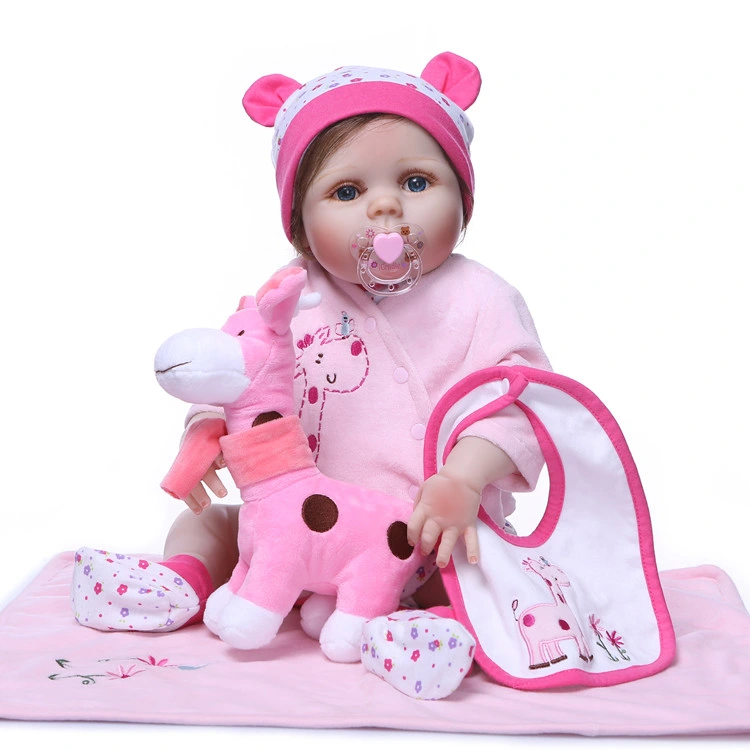 Reborn Baby Dolls Silicone Full Body 22 Inch Girl Doll Lifelike Realistic Bath Toy Birthday Gift Set