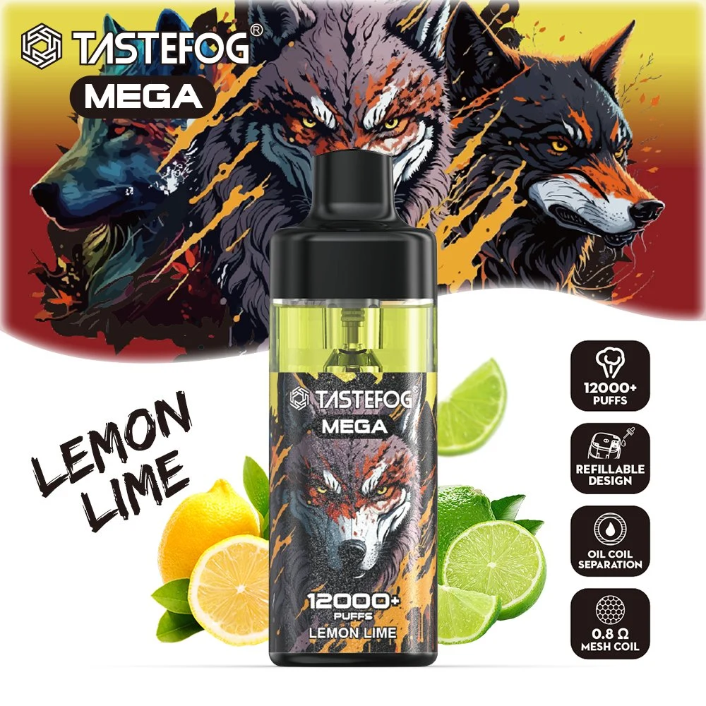 Nouvelle arrivée Tastebrug Mega 12000+ Puffs Chine Manufacture Vape jetable Flux d'air réglable Randm Tornado rechargeable Vape avec lampe de poche à LED