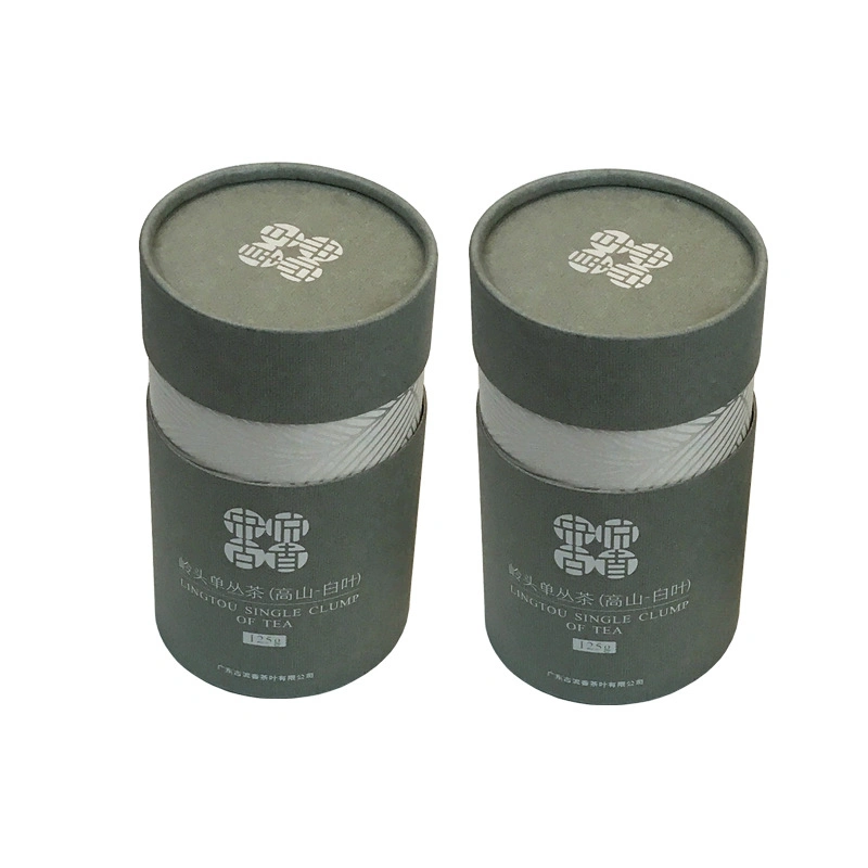 Custom Printed Food Grade Cardboard Tea Coffee Container Packaging Cylinder Round Gift Paper Boxes for Green Tea Package