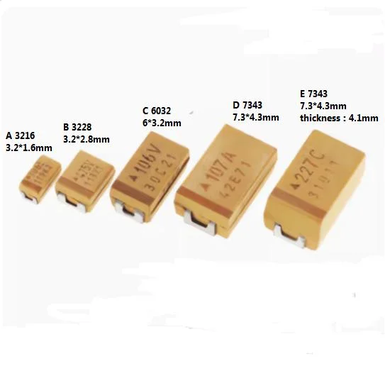 Condensador de tántalo SMD 107J 100uF 63V50V35V25V16V10V6V6.3V E Tipo 7343 10% Amarillo