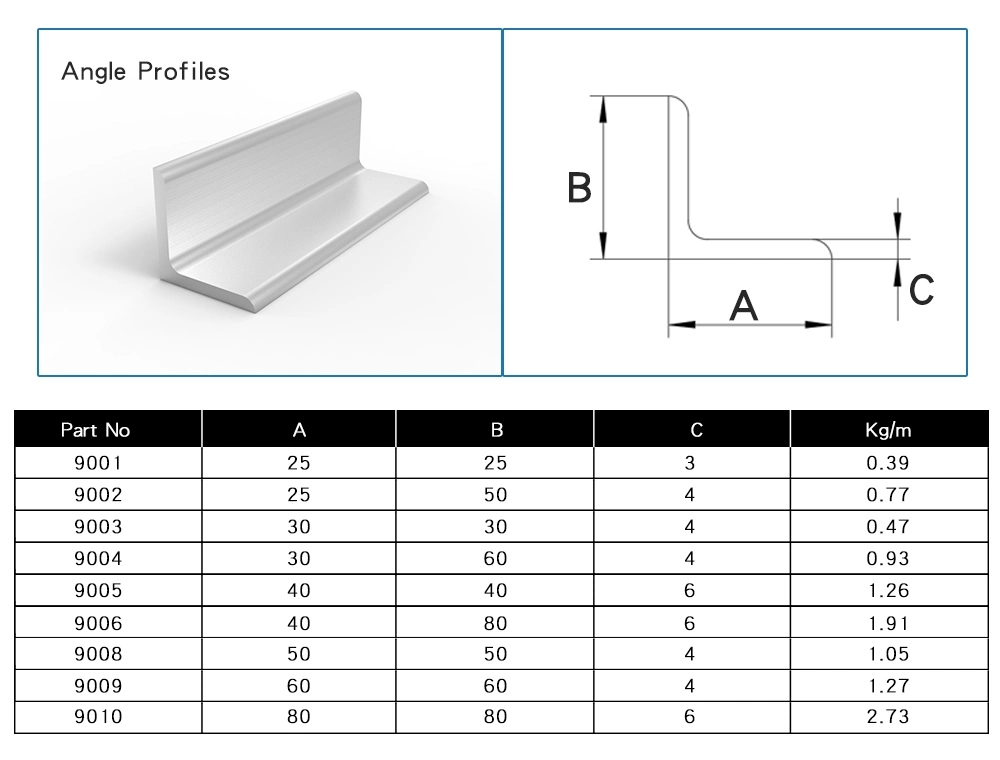 China Manufacturer 9006 Manufacture Angle Aluminium Profile 40*80*6 Aluminium Extrusion for Making Machining CNC Connector 40*80mm