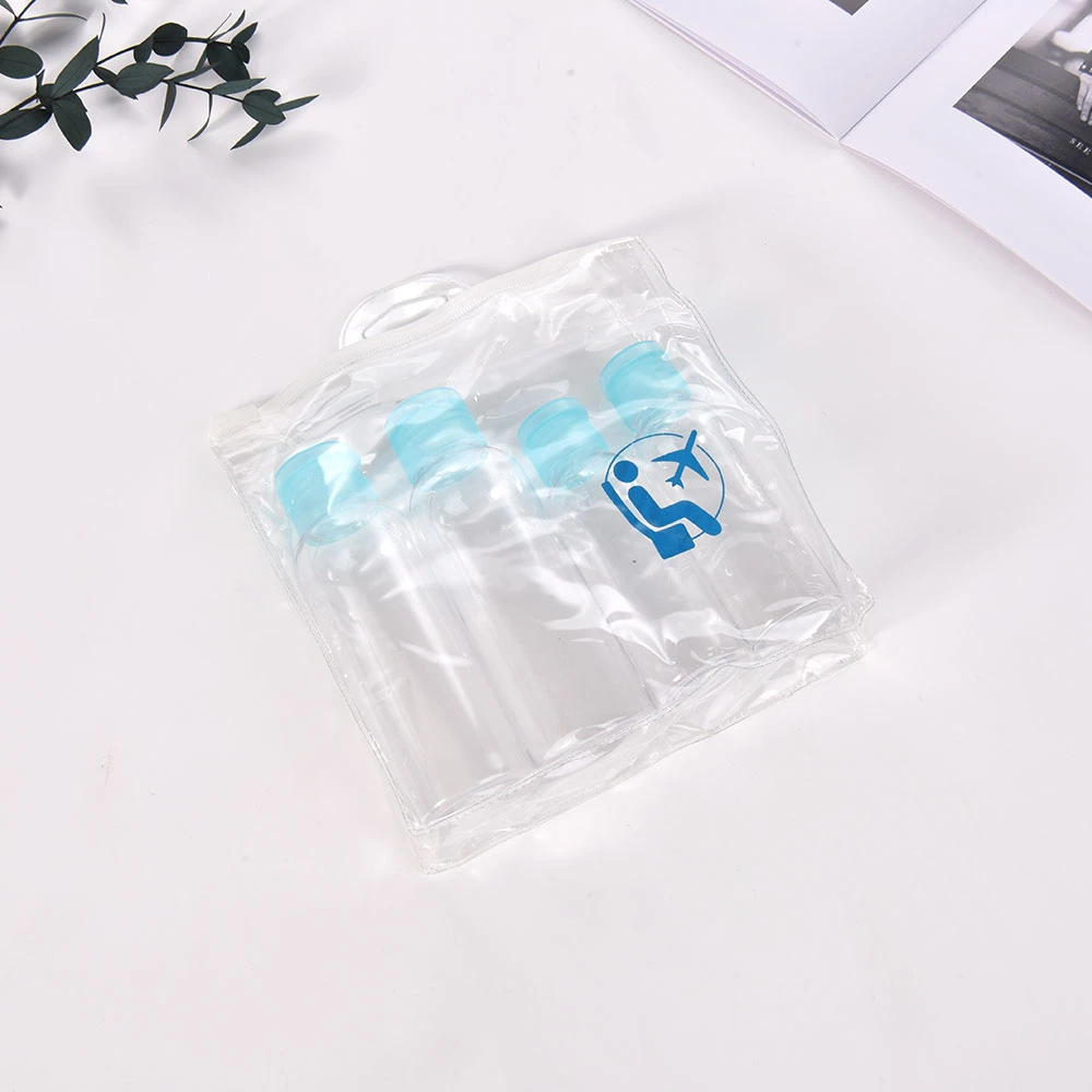 4 PCS PVC Bag Flip-Cap Toiletries Container Travelling Bottle Set for Oil Cream and Shampoo