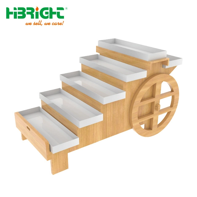 Supermarket Hot Sale Commercial Wagon Style Wooden Fruit Shop Shelves