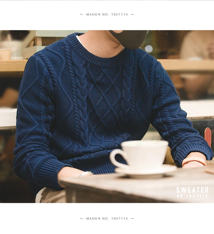 Customized Hot Sale New Design Cashmere Wool Knitted Pullover Twist Men Sweater