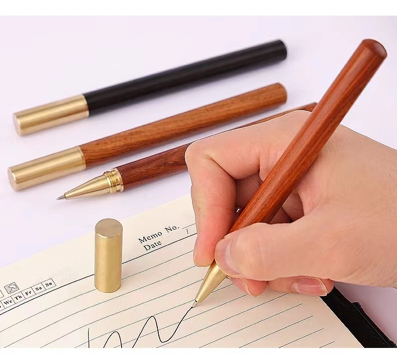 Solid Wood Brass Writing Pen - Sandalwood Precious Pearl Pen with Rosewood