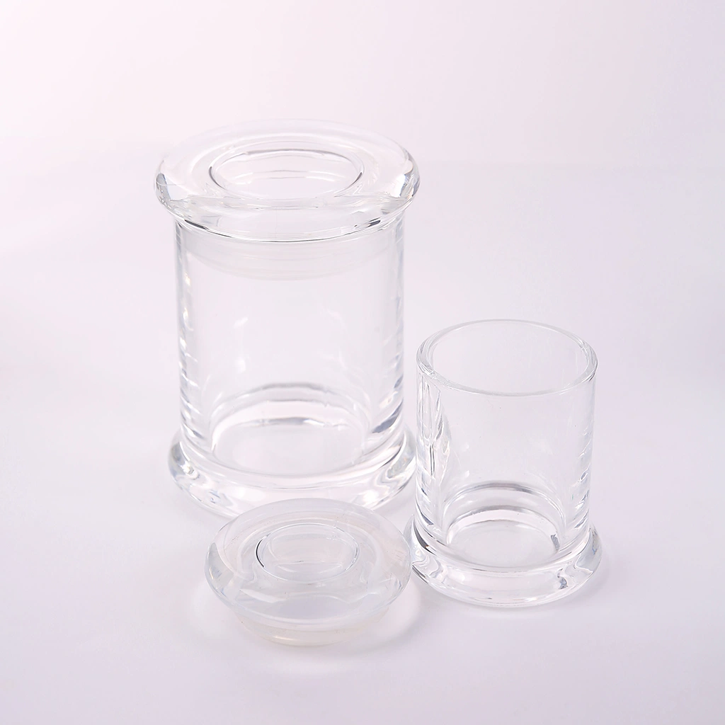 Manufacturer Wholesale/Supplier Custom Empty 4zo 8oz 9oz 10oz 16oz Clear Glass Candle Jars with Glass Lids