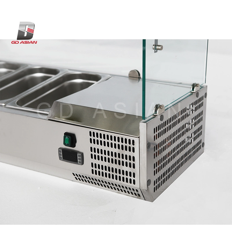 Gn1/4*6 Commercial Refrigerated Stainless Steel Display Topping Unit Vrx1400/330