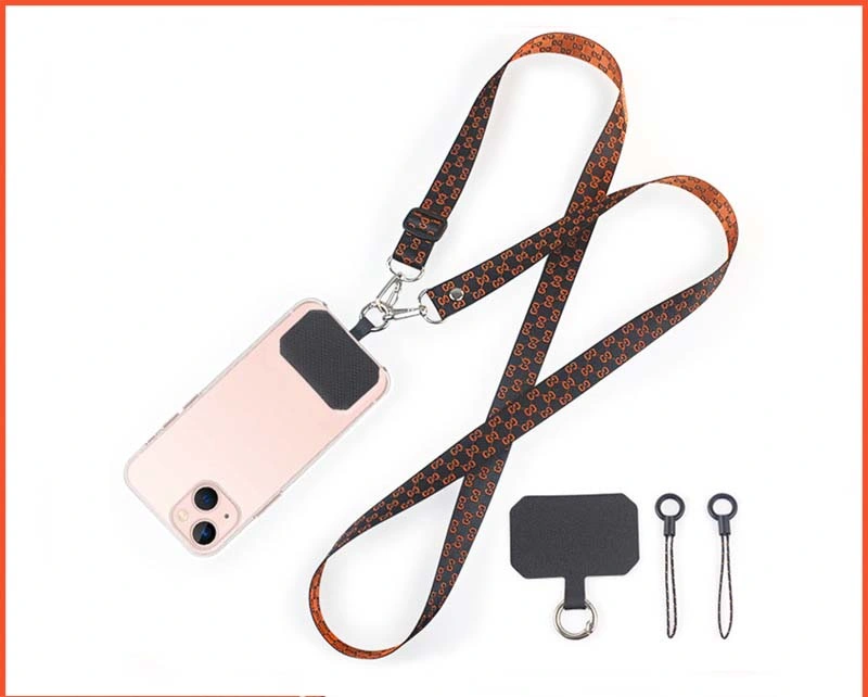 Factory Custom Wholesale/Supplier Polyester Heat Transfer Universal Mobile Phone Lanyard Spacer Cross-Body Adjustable Length Mobile Phone Strap