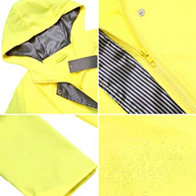 100% Polyester Fabric with Yellow PU Raincoat Long Trench Coat