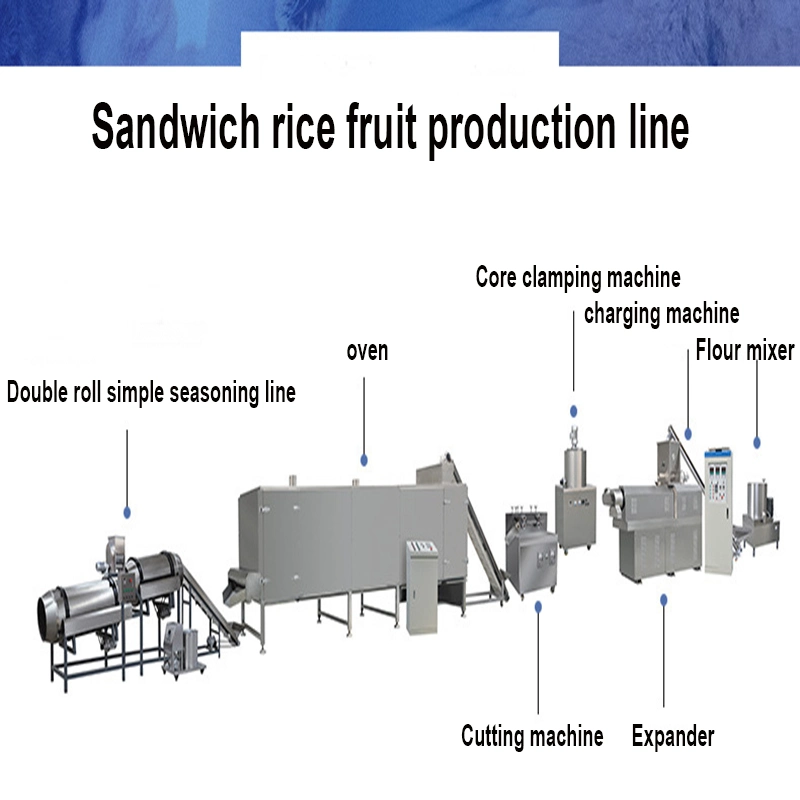 Chocolate Jam Peanut Butter Sandwich Core Filled Rice Cracker Puffed Snack Food Production Line