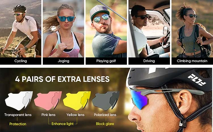 Gafas de sol deportivas de plástico polarizadas de diseñador de moda de marca personalizada para hombres para bicicleta, ciclismo y pesca