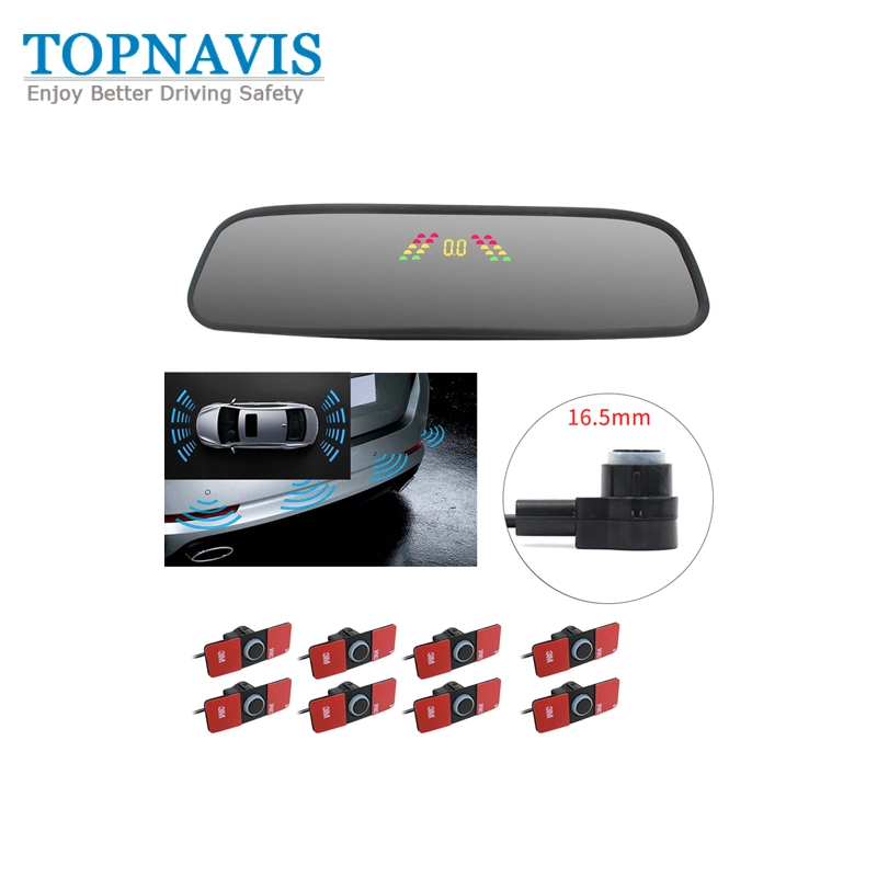 LCD Reverse / Backup Parking Sensor in 8 X 16.5mm Sensors for Car / Van