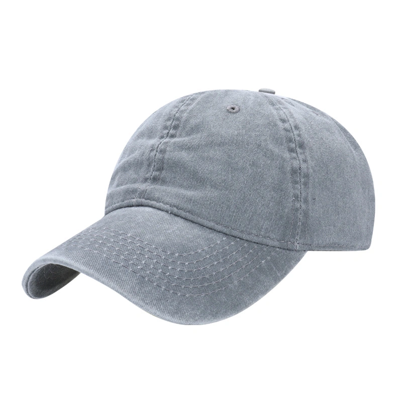 Alta calidad personalizada Materiales de logotipo lavados y desgastados Gorra de béisbol deportiva de algodón 100% denim de 6 paneles bordada estilo "Dad Hat".