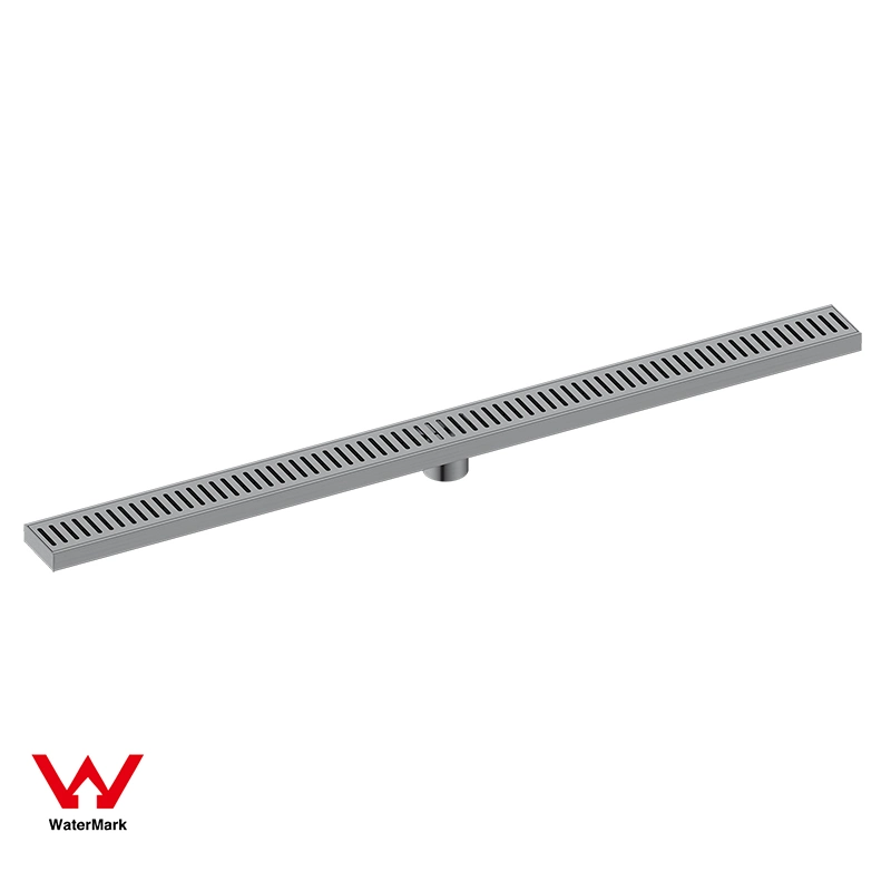 Outdoor Building Watermark Tile Insert Linear Brushed Black Aluminum Floor Drain