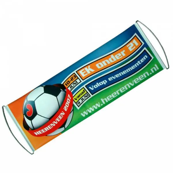 Regalos publicitarios personalizados Deportes escamoteable aficionado al fútbol el desplazamiento de mano de Palo Roller Banner distintivo con Huecograbado