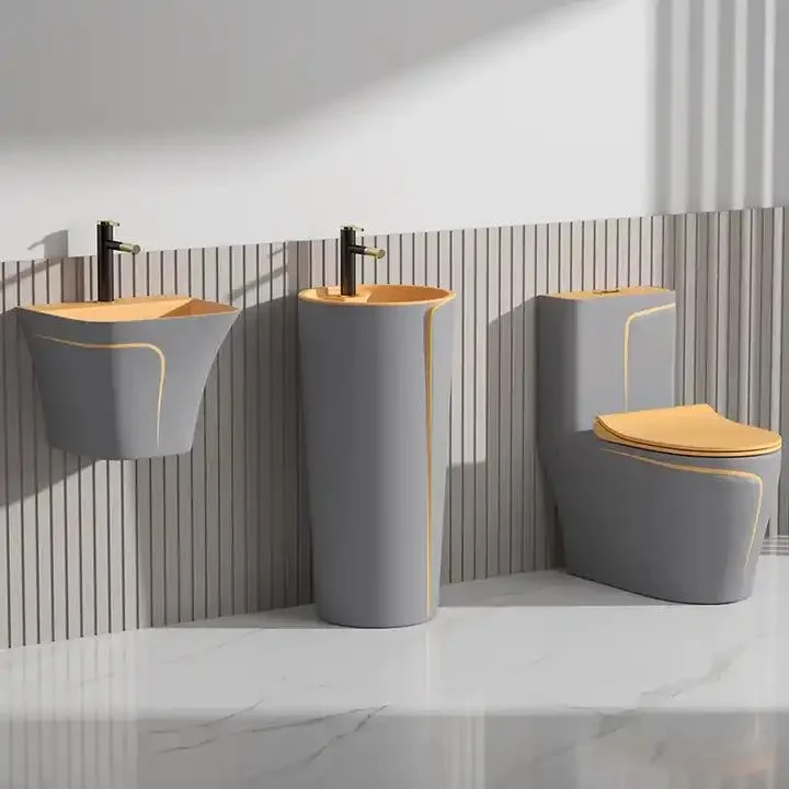 Washdown Bathroom Toilet Bowl Wall Hung Basin Matte Grey Color Ceramic Wc Toilet Set