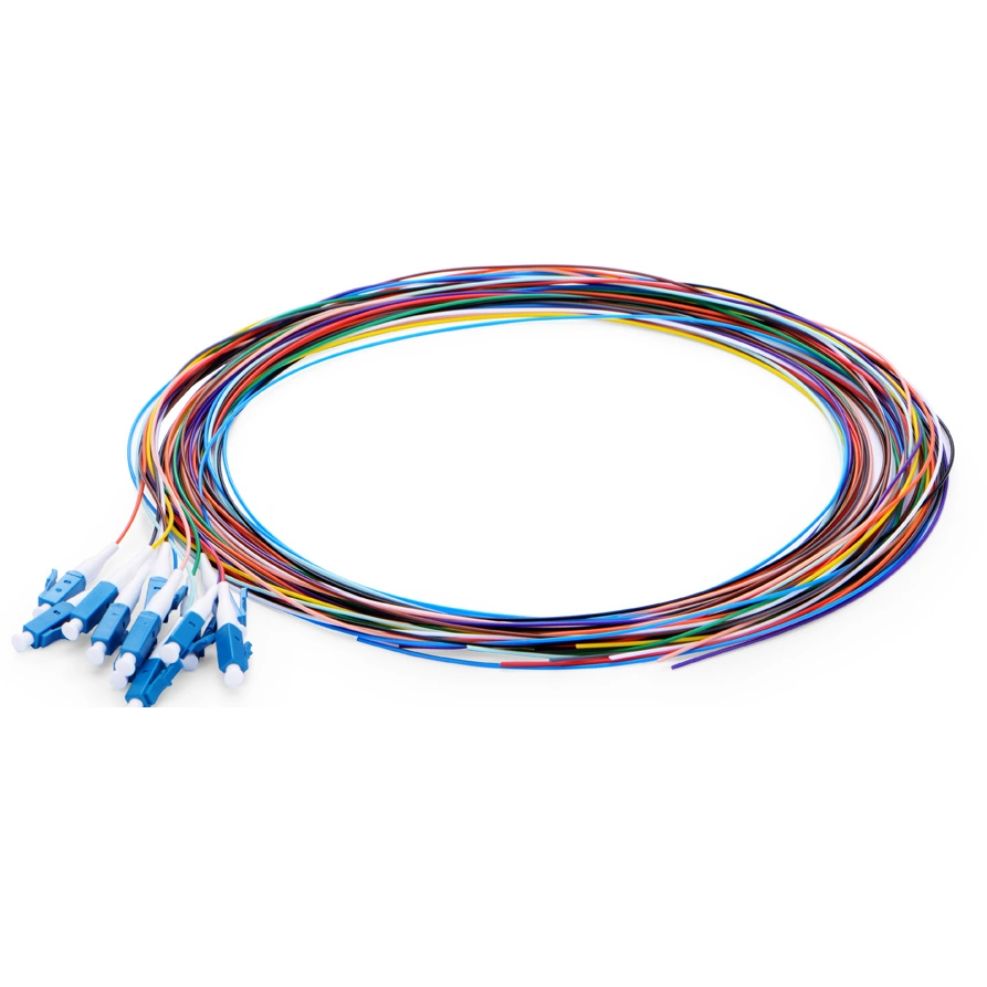 LC APC Upc 12 Core Single Mode Fibers Unjacketed Color-Coded Optic Cable Pigtail for Fiber Test Equipment, CATV, Cable Television