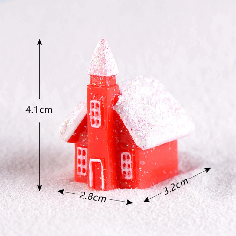 Creative Christmas Decoration Resin Accessories Simulation Snow Landscape Candy Red Cake House Resin Craft Gifts