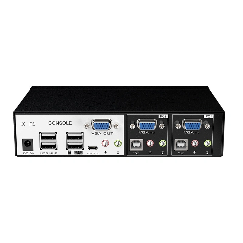 2 Port Auto VGA Kvm Switch with Mike USB Hub