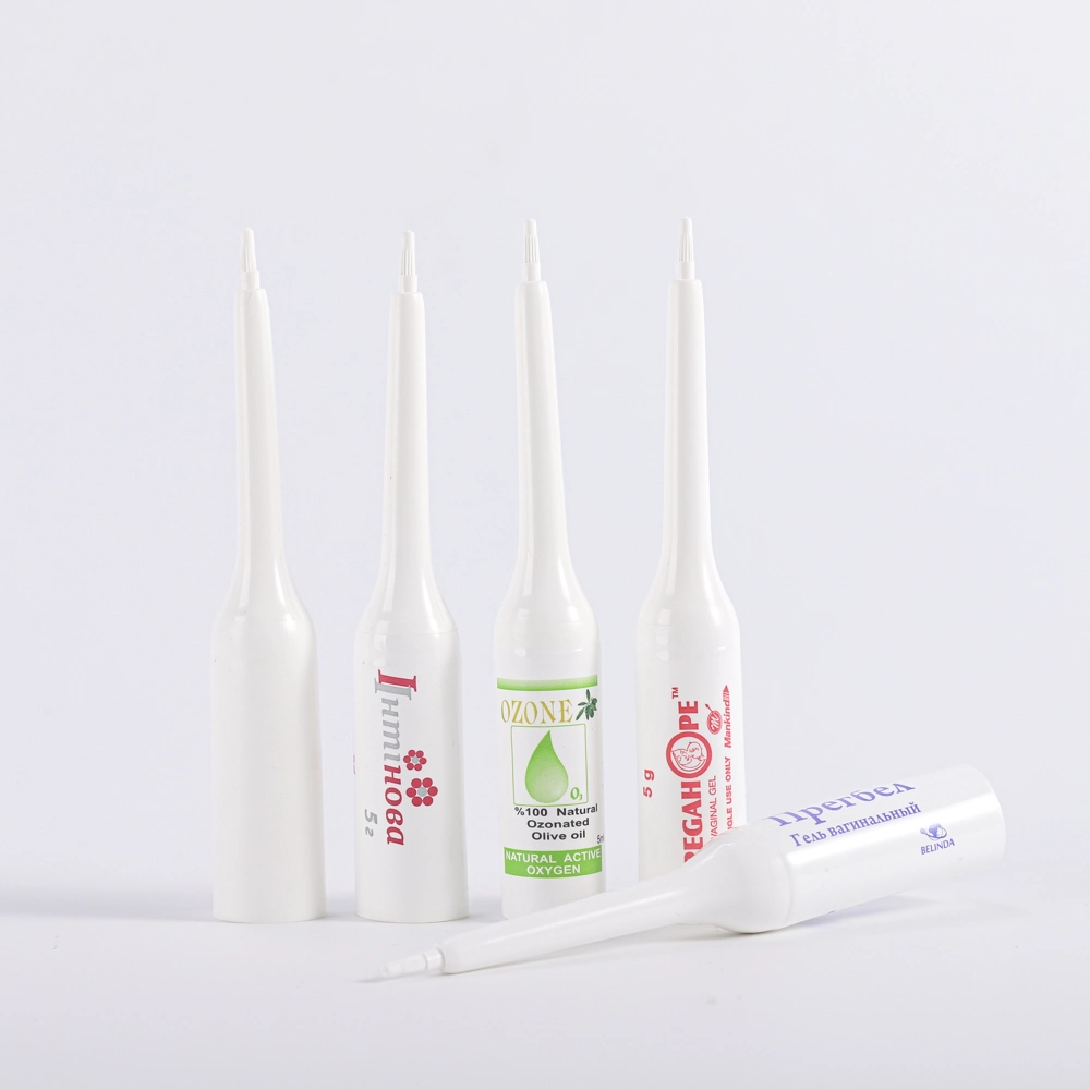 Tube en PE souple à usage pharmaceutique, tube long, buse en plastique, 5 ml Tube de conditionnement de gel vaginal