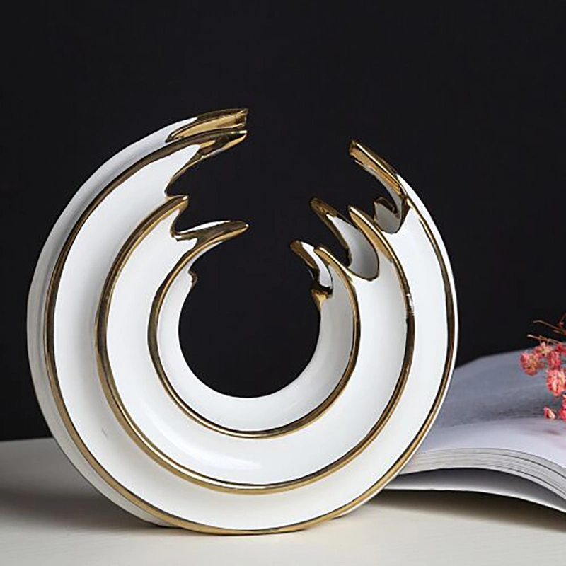 Modern Art Ceramic Statue Home Decoration Round White Flower Inserts Home Accessories Living Room Design Window Ceramic Ornaments