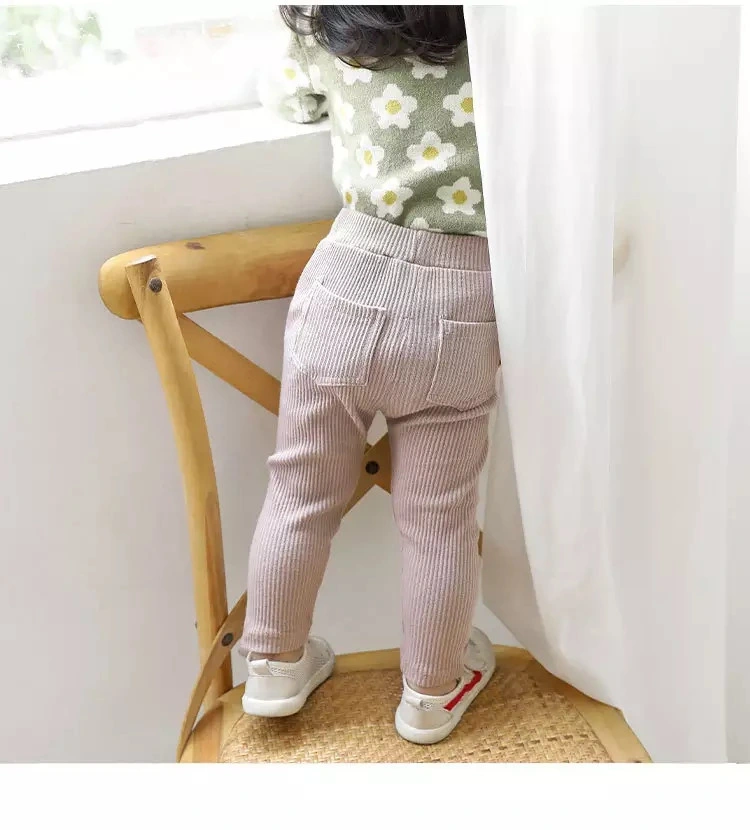 Custom Thin Pockets Stripe Elastic Waist Children Leggings Pants