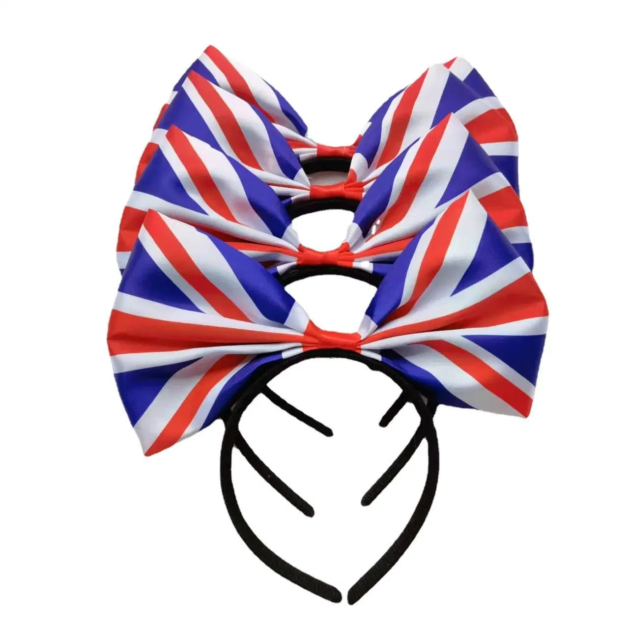 The Queen's 70th Aniversario tocado de la bandera británica patrón Bow Headband Ornamentos de pelo de la bandera del arroz