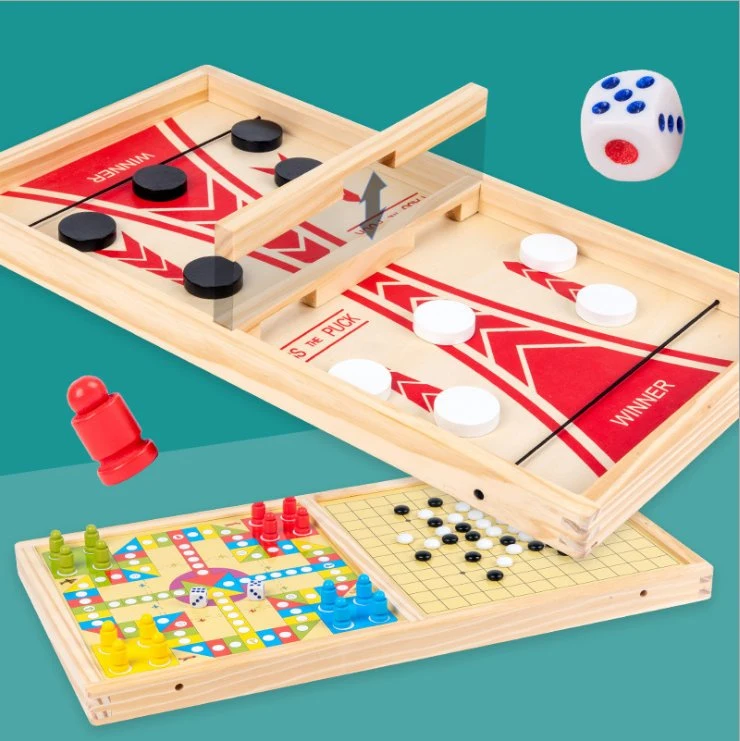 Usine Customzied 3 en 1 Jeu de table en bois Jeu de guerre Puck /Match de hockey pour les enfants et adultes