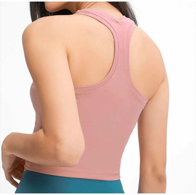 Lu-25 2022 Spring/Summer New Short Solid Color Yoga Vest Feminine Y-Shaped Beautiful Back Moisture-Wicking Yoga Clothes