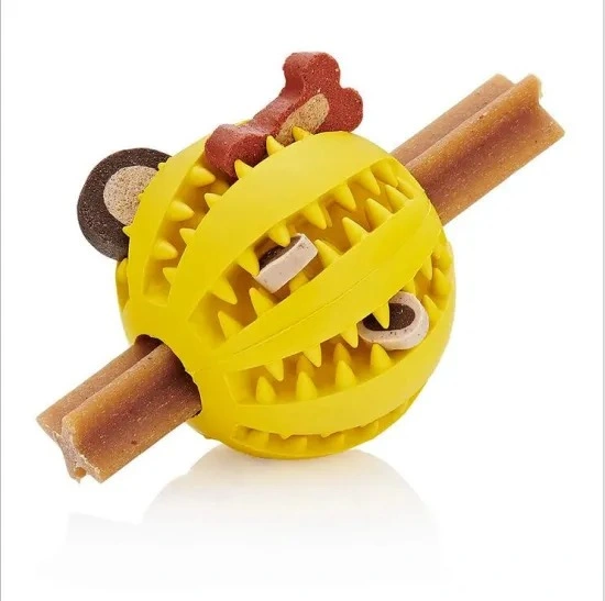 Bola de juguete perro mascota suave Non-Toxic Masticar alimentos para perros juguetes Alimentador de tratar la bola de la limpieza dental
