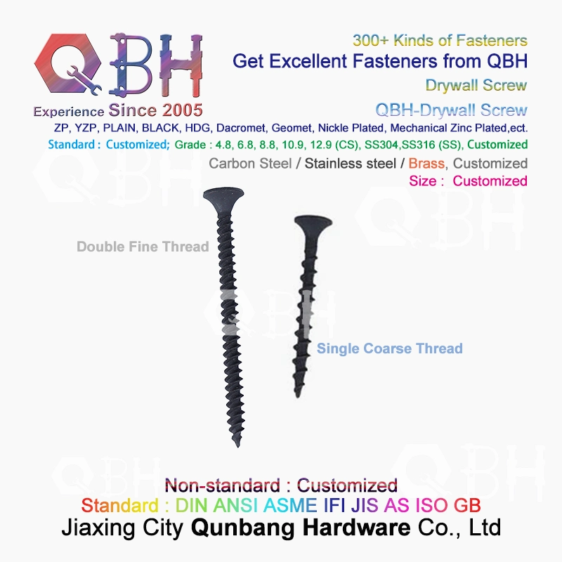 Qbh Thread Gypsum Board Screws with 4 Nibs Black Phosphated