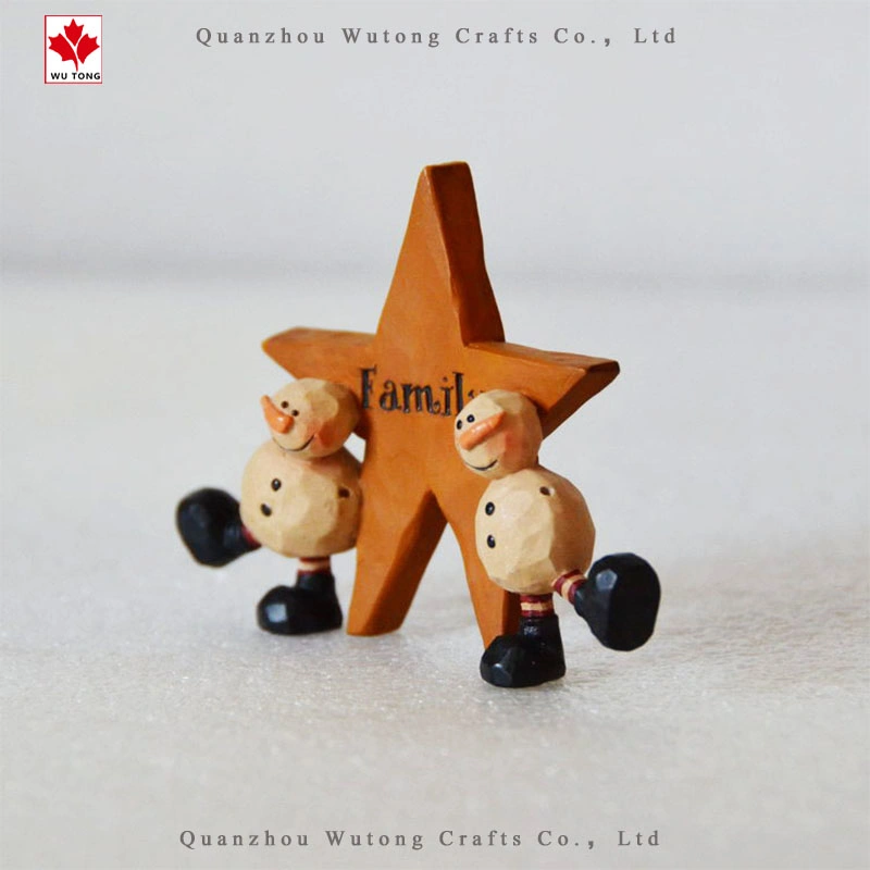 OEM Star Family Sign Christmas Snowman Indoor Deodoration Resin Crafts