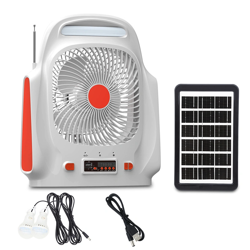 Tw009 8inch Mini Solar Battery for Fan with Light USB and Table Fans Solar Panel Charger for Household Camping