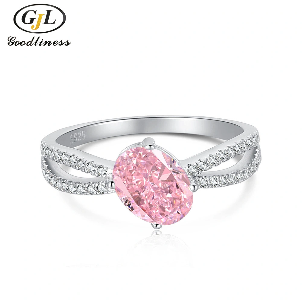 S925 Sterling anel de prata para as mulheres Corte gelo nichos de queda de água Square de alto carbono anel de diamantes