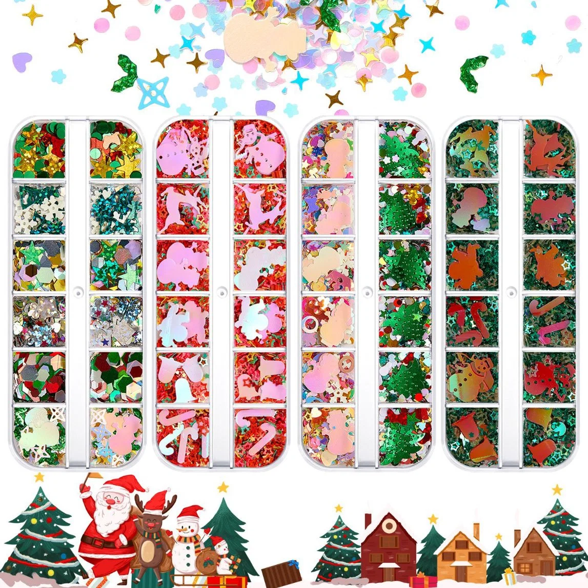 Christmas Nail Accessories Mix Sequins Glitter Powder Winter Fashion Paper Confettinail