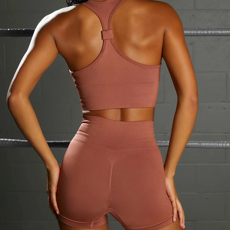 Novo design vermelho ferrugem Ioga Bra Tops Quick Dry mulheres funcional sutiã de desporto roupa interior superior