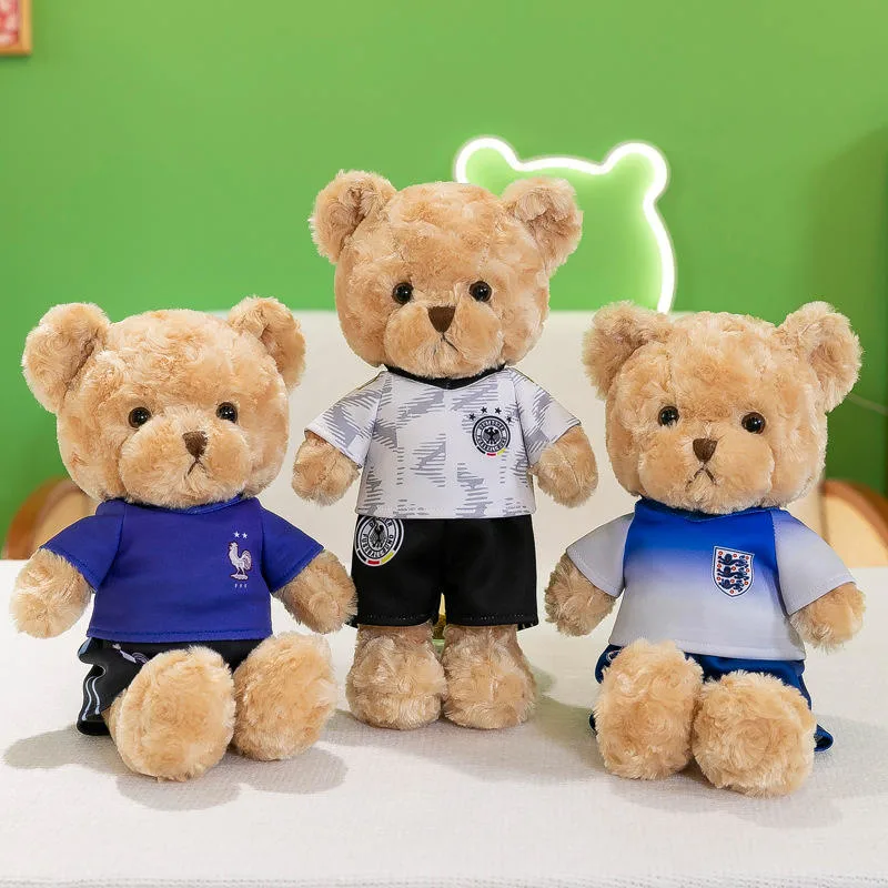 Новый 2023-Word Cup Cute Футбол Teddy Bear с манжетой Подарки для животных Toyss